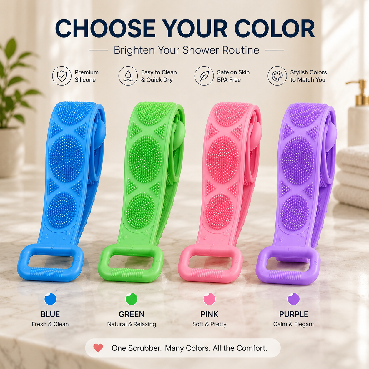 🚫 Stop Struggling to Reach Your Back! Anti-Acne Double-Sided Silicone Scrubbers (🔥Buy 1 Get 1 FREE)