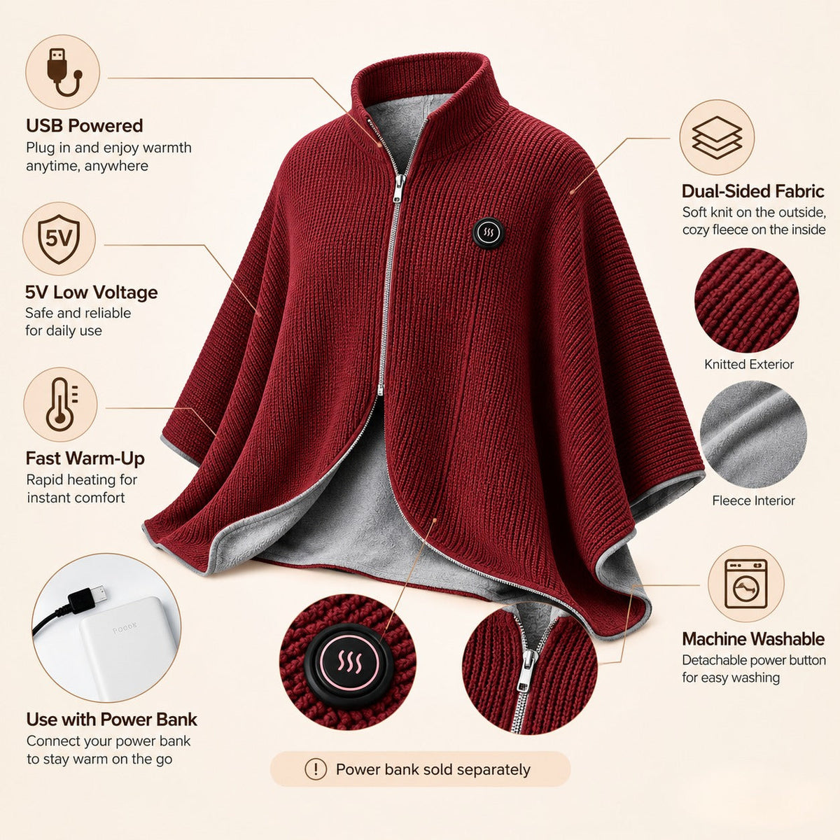 🎄 Best Christmas Gift for Family! ❄️ Stay Warm All Winter — Portable Electric Heated Blanket Shawl