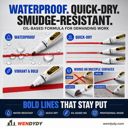 🛠️Precision Tip Oil‑Based Marker｜Quick‑Dry, Waterproof, Smudge‑Proof & Fade‑Resistant🖊️