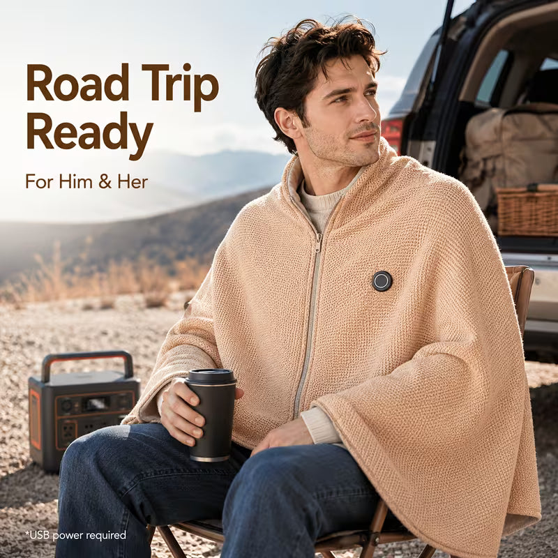 🎄 Best Christmas Gift for Family! ❄️ Stay Warm All Winter — Portable Electric Heated Blanket Shawl