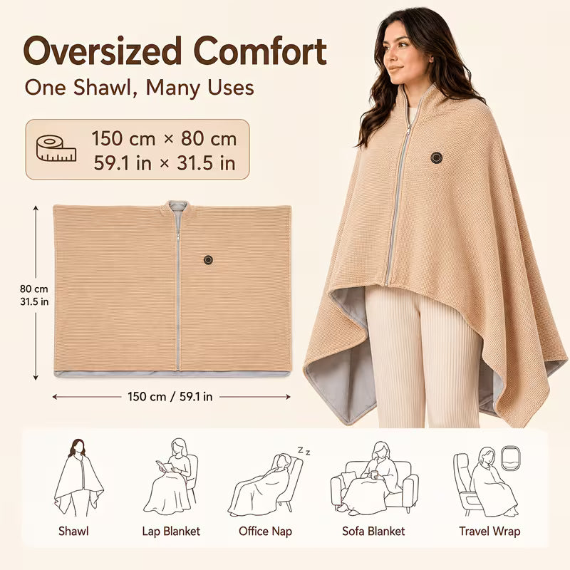 🎄 Best Christmas Gift for Family! ❄️ Stay Warm All Winter — Portable Electric Heated Blanket Shawl