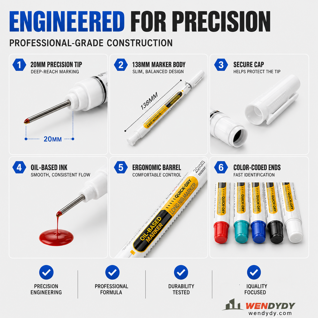 🛠️Precision Tip Oil‑Based Marker｜Quick‑Dry, Waterproof, Smudge‑Proof & Fade‑Resistant🖊️