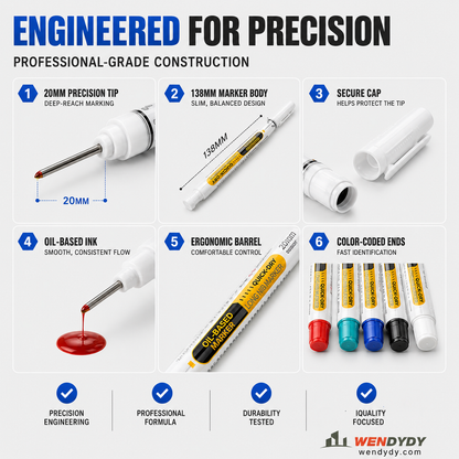 🛠️Precision Tip Oil‑Based Marker｜Quick‑Dry, Waterproof, Smudge‑Proof & Fade‑Resistant🖊️