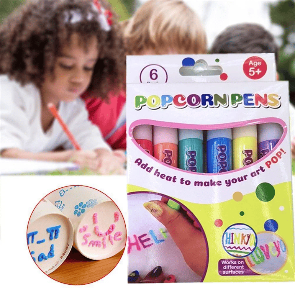 🖍️ Christmas Hot Sale 50% OFF🎁🍿 Magic Popcorn Pens – Heat to Puff Up 3D Art for Kids Crafts