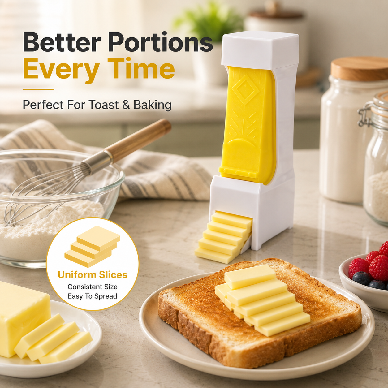 🧈 Still struggling with cold butter every morning?✨ One-Press Perfect Butter Slices! 🍞
