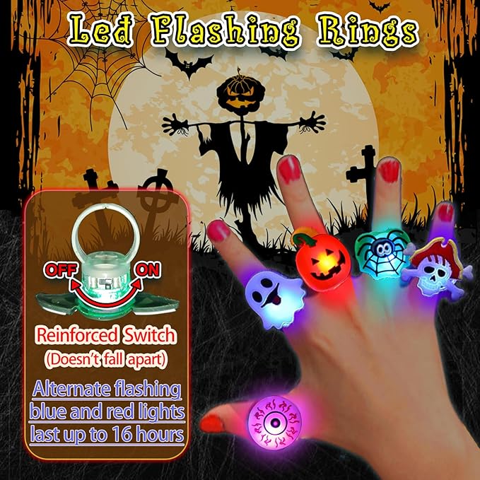 🔥🎃Spooky Season Hot Sale 49% OFF‼️✨LED Light Halloween Glowing Ring 💍|✨Best Candy Alternative! 👻