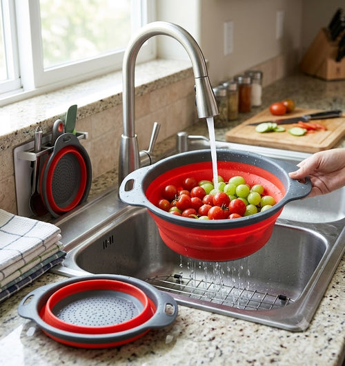 🥗Wash, Strain & Store-🧽 Foldable Silicone Colander