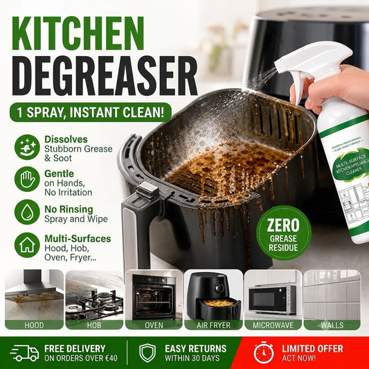 ⏰LIMITED TIME 50% OFF!🍳 Say Goodbye to Tough Kitchen Grease!⚡ Just Spray, Wait & Wipe Away Grease! ✨