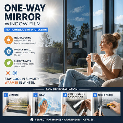 ⏰LIMITED TIME 50% OFF! 🏠 One-Way Mirror Window Film – Heat Control & UV Protection