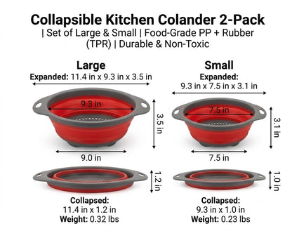 🥗Wash, Strain & Store-🧽 Foldable Silicone Colander