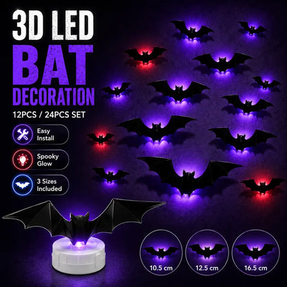 🦇 Create a Spooky Halloween Glow in Seconds! 🎃💡 3D Glowing LED Bats – Ultimate Halloween Decor!