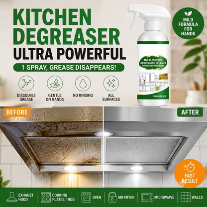 🍳 Say Goodbye to Tough Kitchen Grease!⚡ Just Spray, Wait & Wipe Away Grease! ✨
