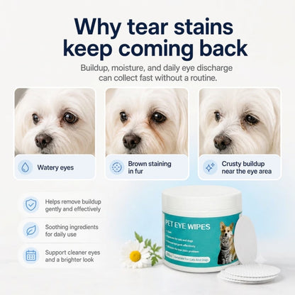 🐶 Clear Eyes, Happier Dog!  Anti-Tear Stain Wipes (⏰50% OFF)