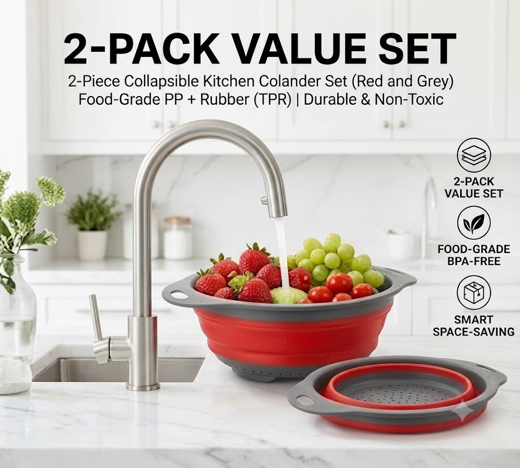 🥗Wash, Strain & Store-🧽 Foldable Silicone Colander