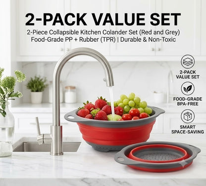 🥗Wash, Strain & Store-🧽 Foldable Silicone Colander