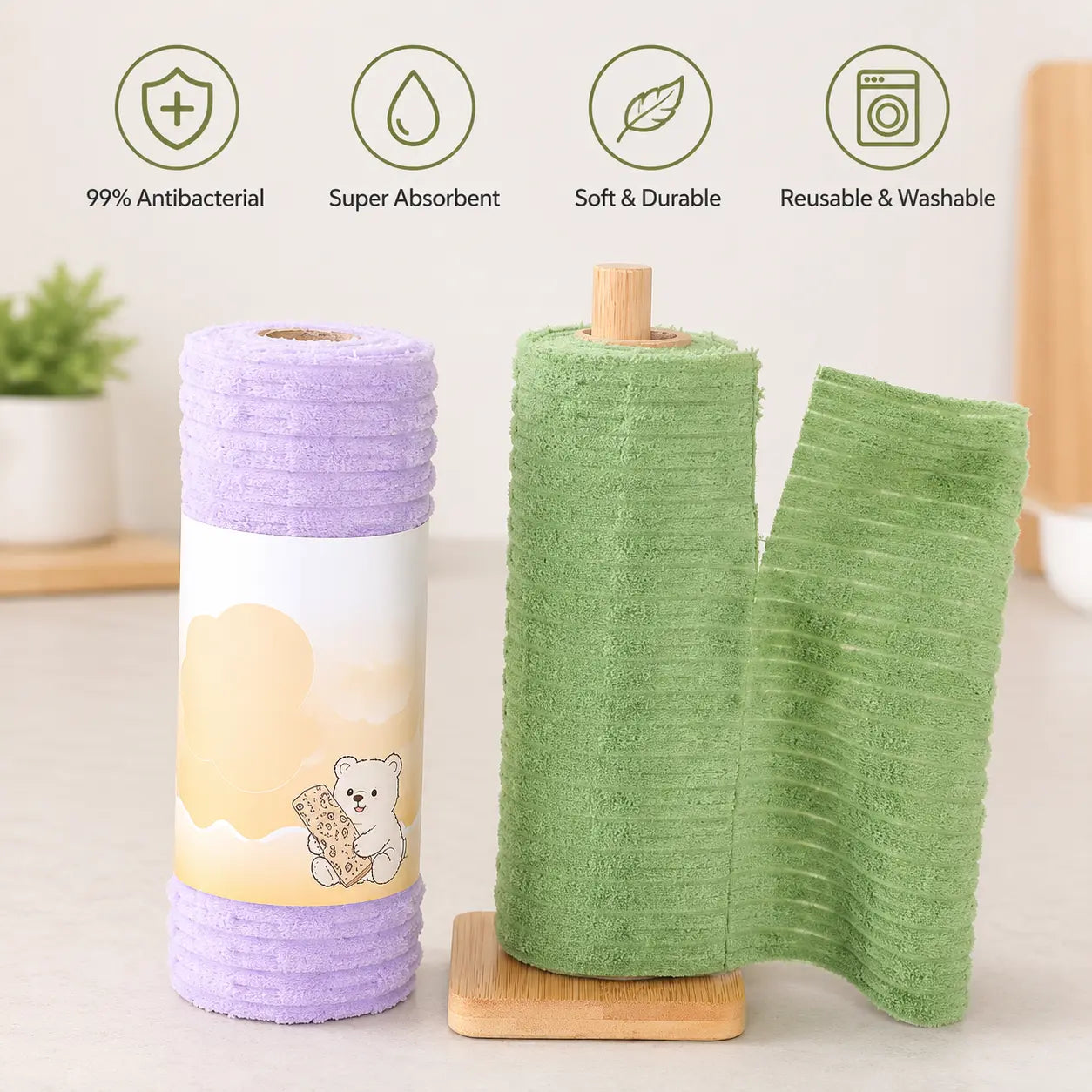 ⏰LIMITED TIME 50% OFF! 🏠🧼 No More Smelly Rags! 1 roll / 20 sheets Tearable Microfiber Cleaning Rolls