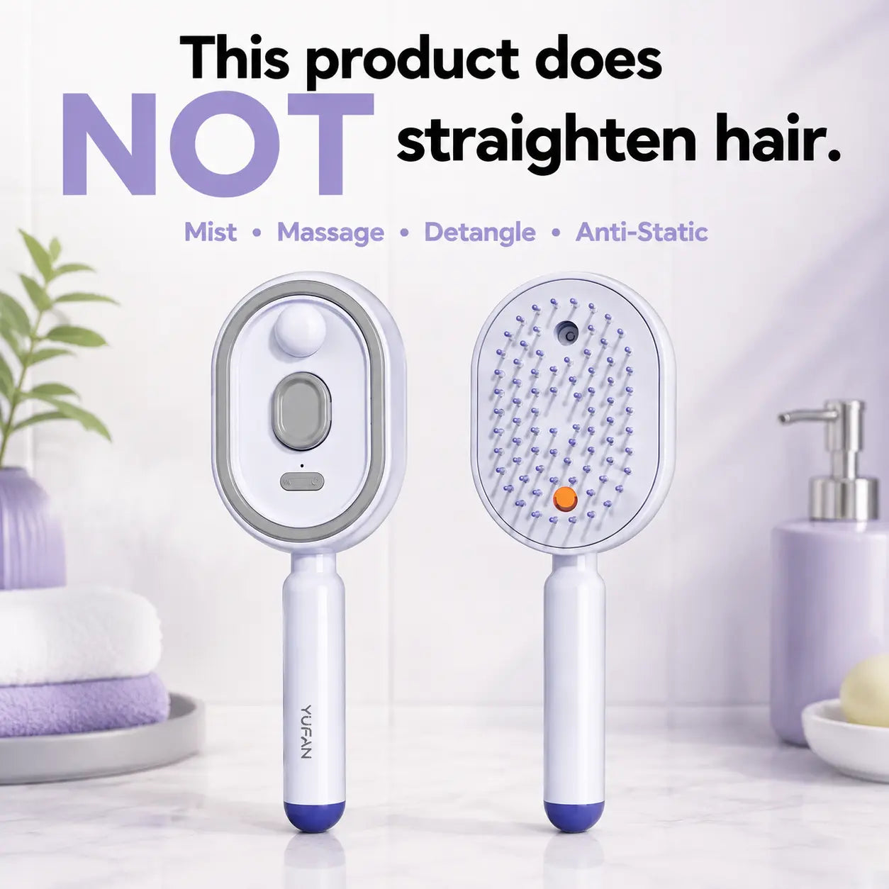 Electric Spray Air Cushion Massage Comb – Self-Cleaning, Anti-Tangle, Anti-Static, Volumizing Hair Brush with Essential Oil Mist Aromatherapy for Hair Care