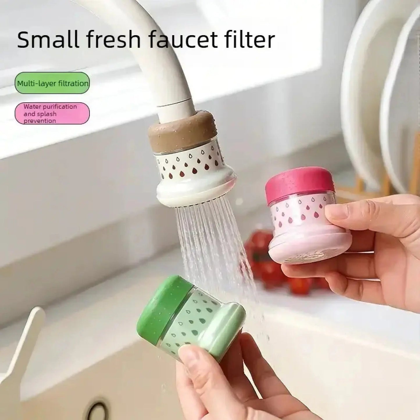 Minimalist Fresh Water Tap Filter for Home Use - Multi-Layer Filtration Purifier Tap for Kitchen Vegetable Washing, Splash Guard
