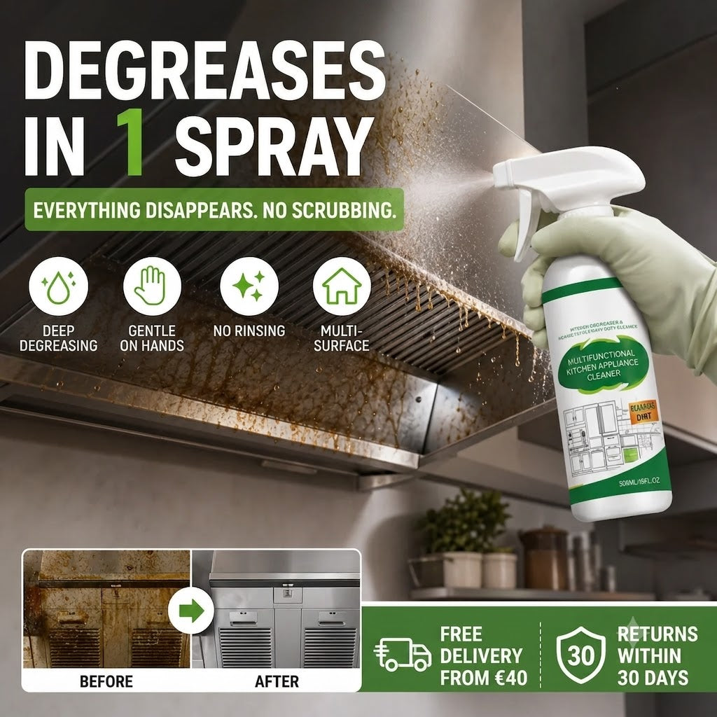 🍳 Say Goodbye to Tough Kitchen Grease!⚡ Just Spray, Wait & Wipe Away Grease! ✨