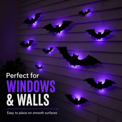 🦇 Create a Spooky Halloween Glow in Seconds! 🎃💡 3D Glowing LED Bats – Ultimate Halloween Decor!