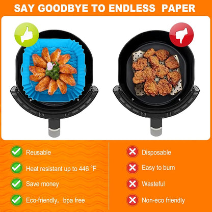 ❌ Stop Scrubbing Your Air Fryer! 🍳Reusable Heat-Resistant Silicone Liners (🔥Buy 1 Get 1 FREE Today)