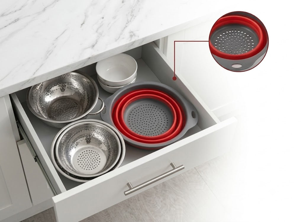 🥗Wash, Strain & Store-🧽 Foldable Silicone Colander