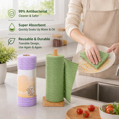 ⏰LIMITED TIME 50% OFF! 🏠🧼 No More Smelly Rags! 1 roll / 20 sheets Tearable Microfiber Cleaning Rolls