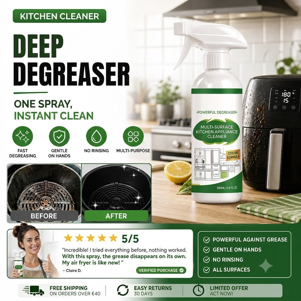 🍳 Say Goodbye to Tough Kitchen Grease!⚡ Just Spray, Wait & Wipe Away Grease! ✨