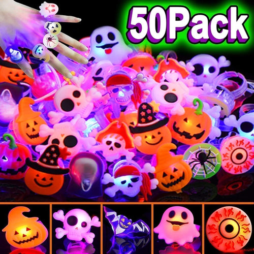 🔥🎃Spooky Season Hot Sale 49% OFF‼️✨LED Light Halloween Glowing Ring 💍|✨Best Candy Alternative! 👻