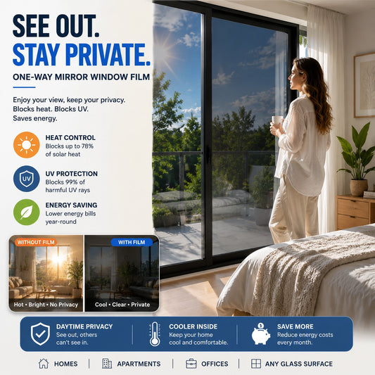 ⏰LIMITED TIME 50% OFF! 🏠 One-Way Mirror Window Film – Heat Control & UV Protection