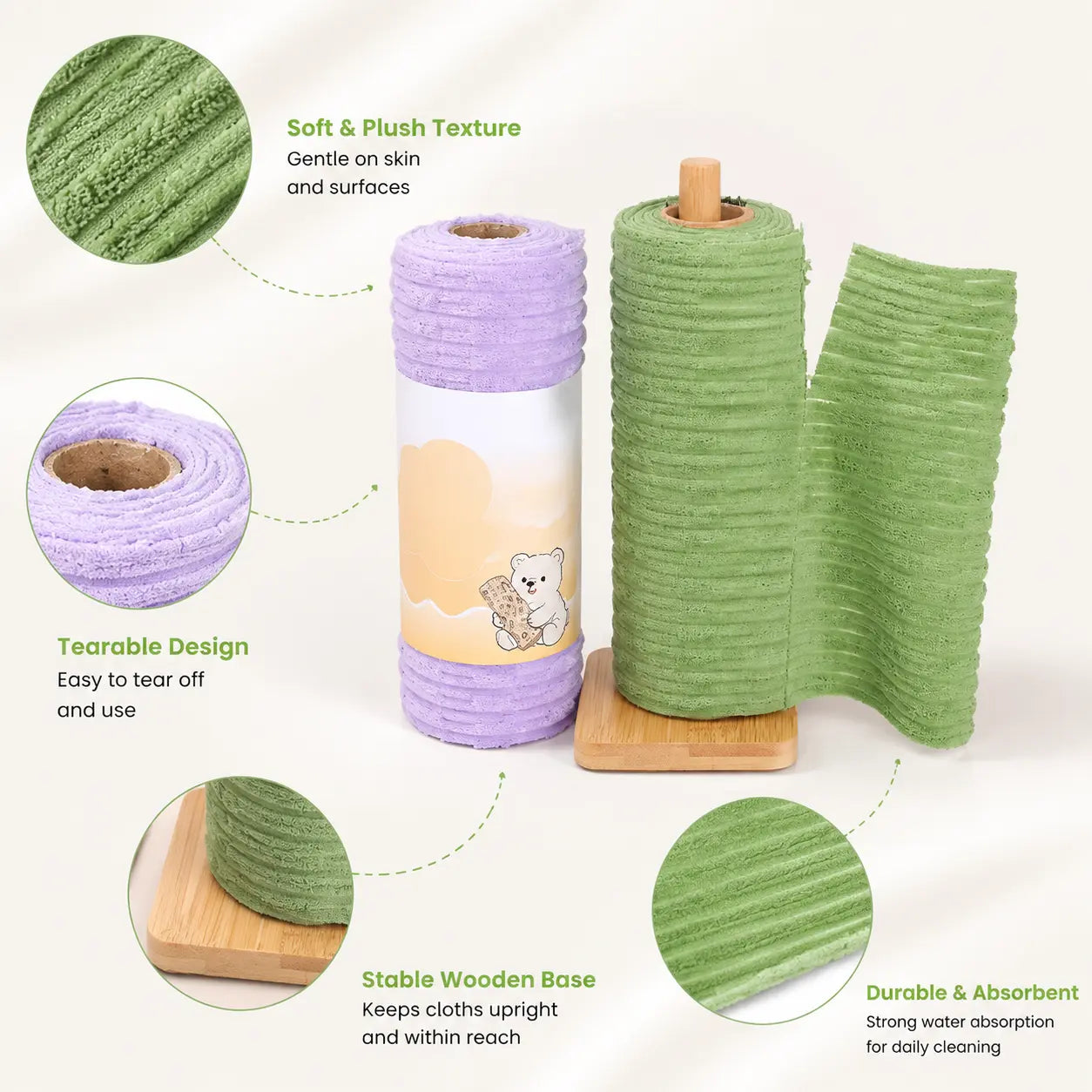 ⏰LIMITED TIME 50% OFF! 🏠🧼 No More Smelly Rags! 1 roll / 20 sheets Tearable Microfiber Cleaning Rolls