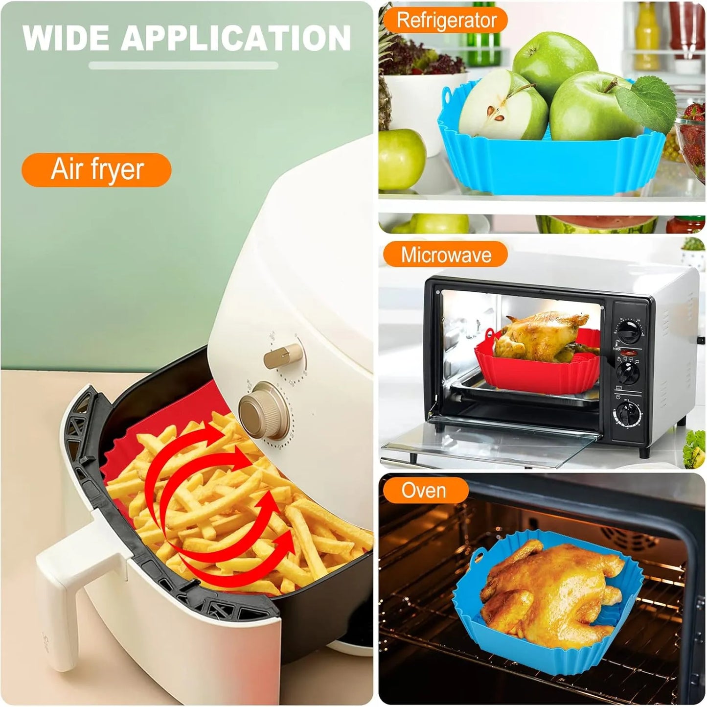 ❌ Stop Scrubbing Your Air Fryer! 🍳Reusable Heat-Resistant Silicone Liners (🔥Buy 1 Get 1 FREE Today)