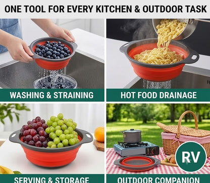 🥗Wash, Strain & Store-🧽 Foldable Silicone Colander