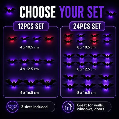 🦇 Create a Spooky Halloween Glow in Seconds! 🎃💡 3D Glowing LED Bats – Ultimate Halloween Decor!