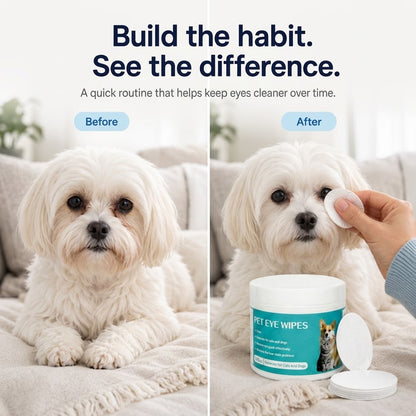 🐶 Clear Eyes, Happier Dog!  Anti-Tear Stain Wipes (⏰50% OFF)