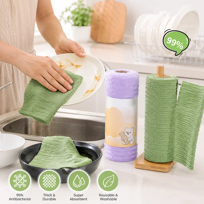 ⏰LIMITED TIME 50% OFF! 🏠🧼 No More Smelly Rags! 1 roll / 20 sheets Tearable Microfiber Cleaning Rolls