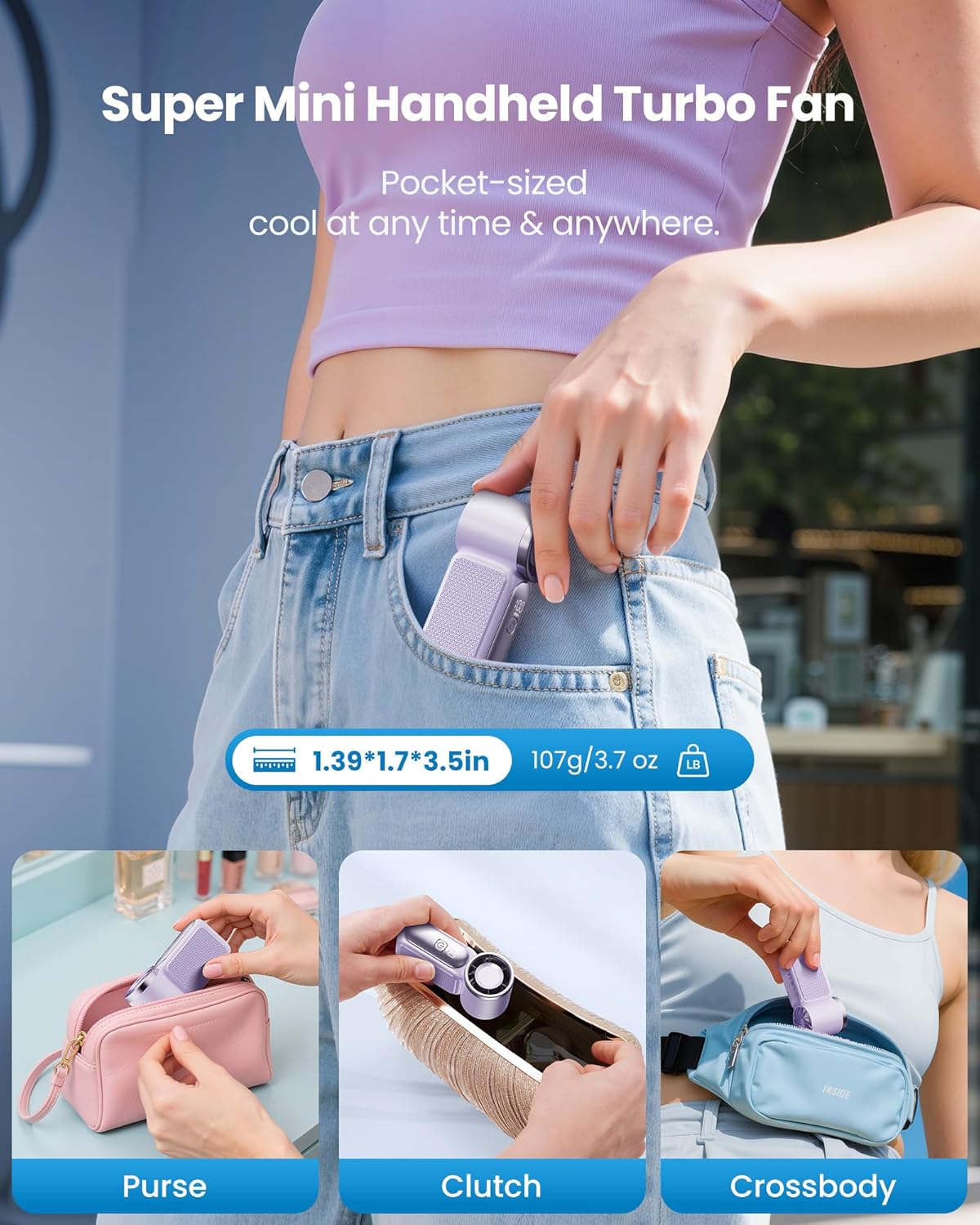 🥳2026 HOT SALE 50% OFF!🥳💨❄️  Pocket-Sized Turbo Handheld Fan with LED Display