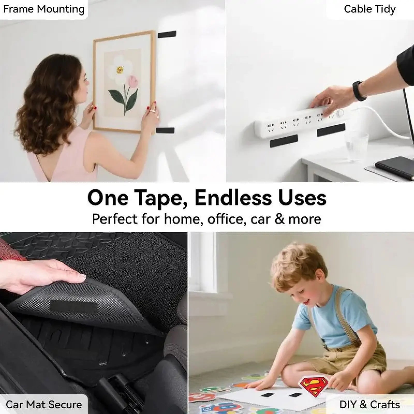 Transform Your Space with Heavy Duty Waterproof Double Sided Hook and Loop Strips - Perfect for Wall Decor, Picture Frames, and Cable Organization!