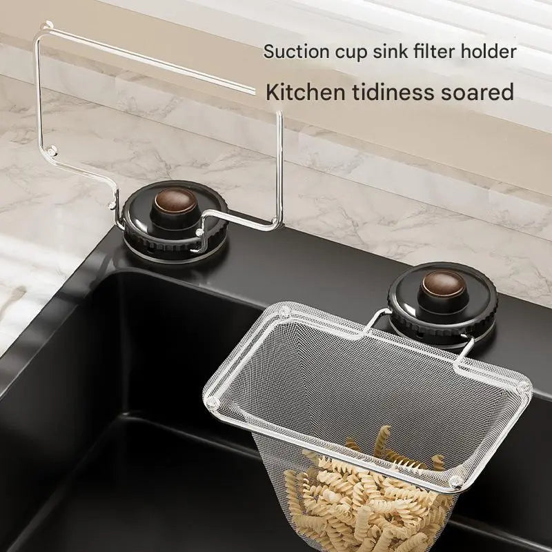 AIR U Suction Sink Strainer Holder with 50Pcs Food Catcher Filters No More Clogged Drains for RV Apartment Bathroom Kitchen Commercial Rotary Installation