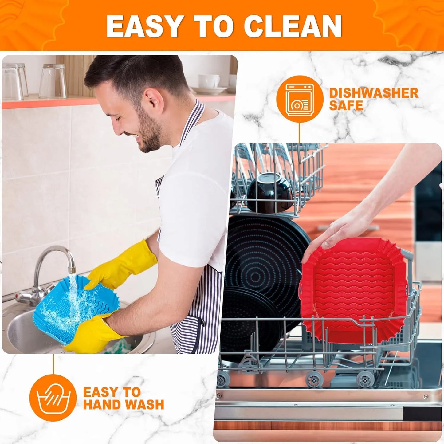 ❌ Stop Scrubbing Your Air Fryer! 🍳Reusable Heat-Resistant Silicone Liners (🔥Buy 1 Get 1 FREE Today)