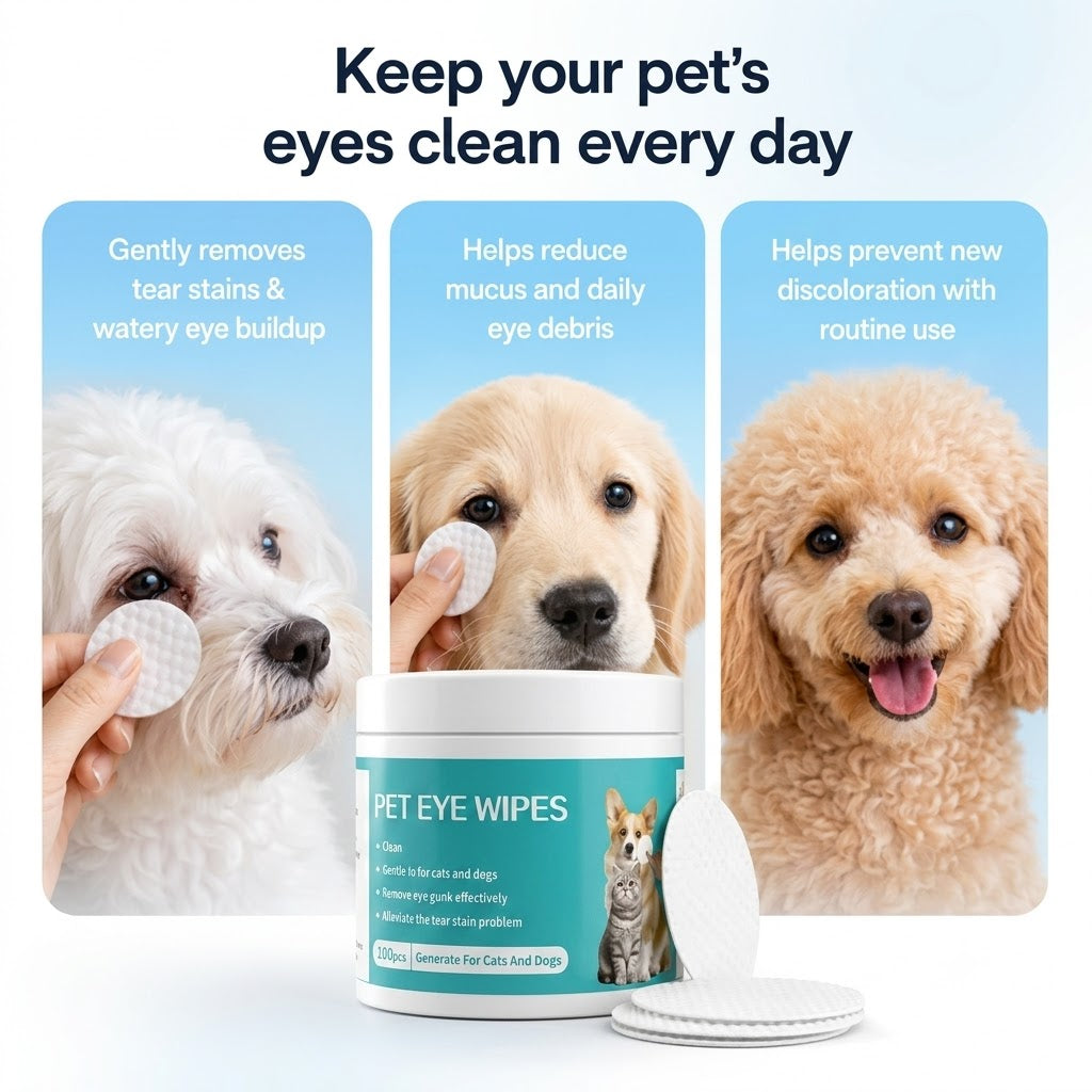 🐶 Clear Eyes, Happier Dog!  Anti-Tear Stain Wipes (⏰50% OFF)