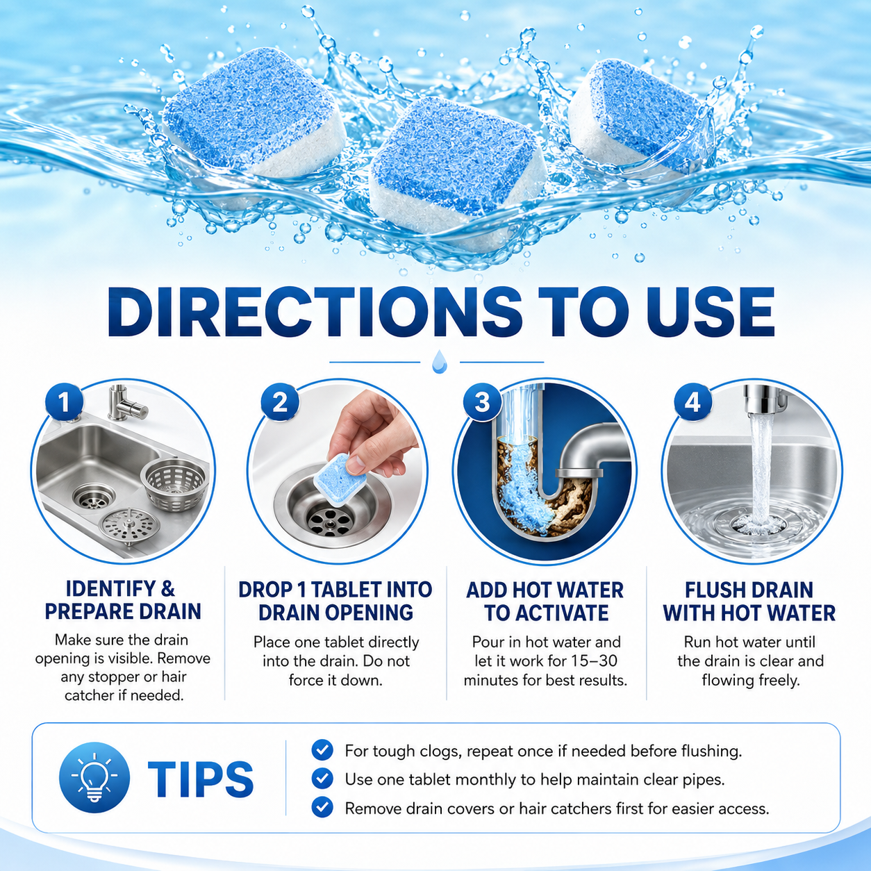 💥Last Day 50% OFF! 🫧Anti-Clogging & Odor Remover Drain Cleaning Sheets