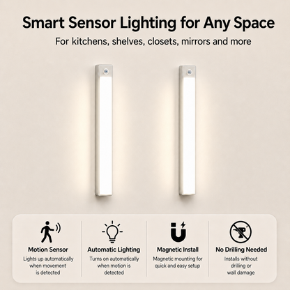 ✨ No Wires, No Drilling! Auto-Glow Smart Cabinet & Wardrobe Lights (⏰Buy 2 Save More)