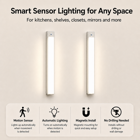 ⏰LIMITED TIME 50% OFF! 🏠✨ No Wires, No Drilling! Auto-Glow Smart Cabinet & Wardrobe Lights