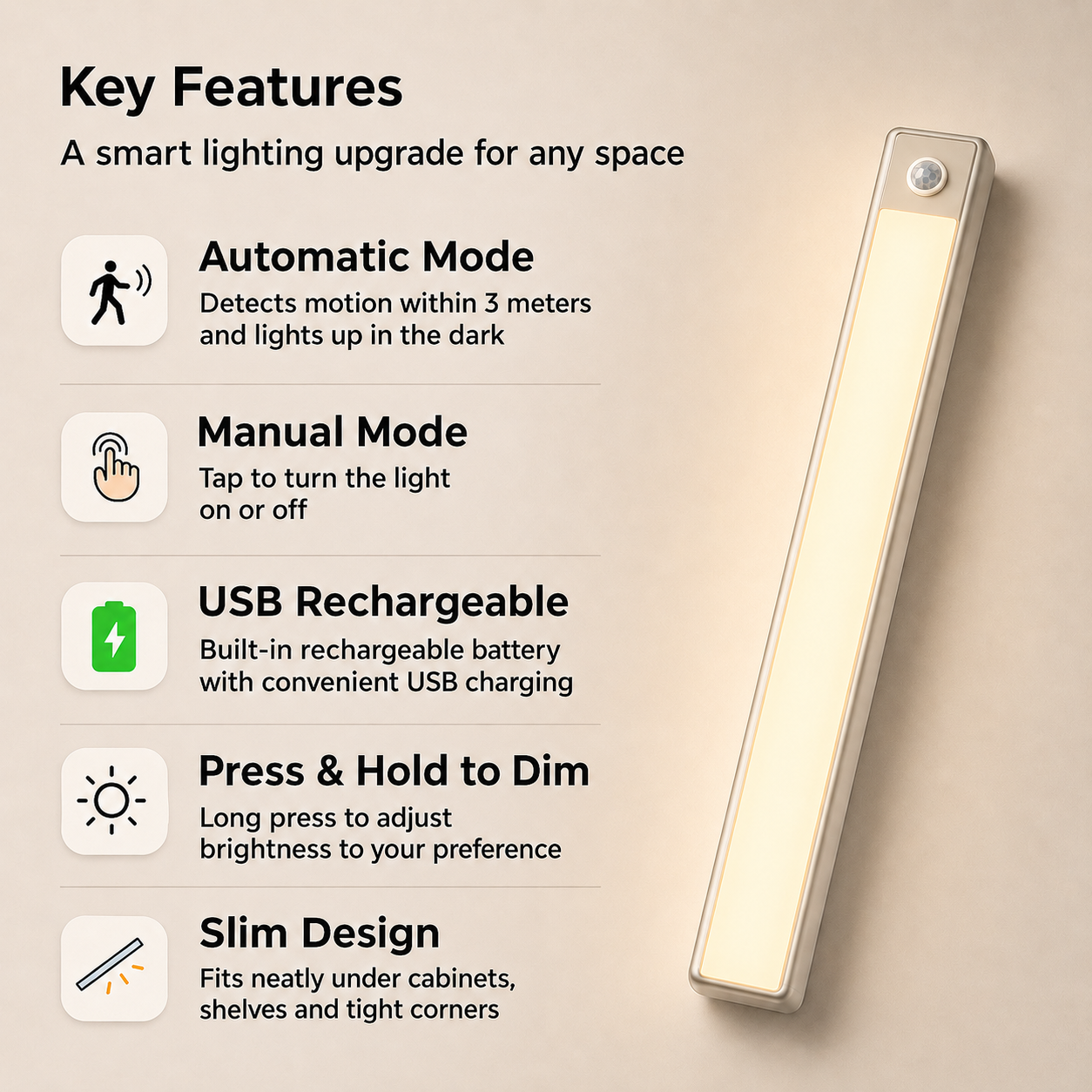 ✨ No Wires, No Drilling! Auto-Glow Smart Cabinet & Wardrobe Lights (⏰Buy 2 Save More)