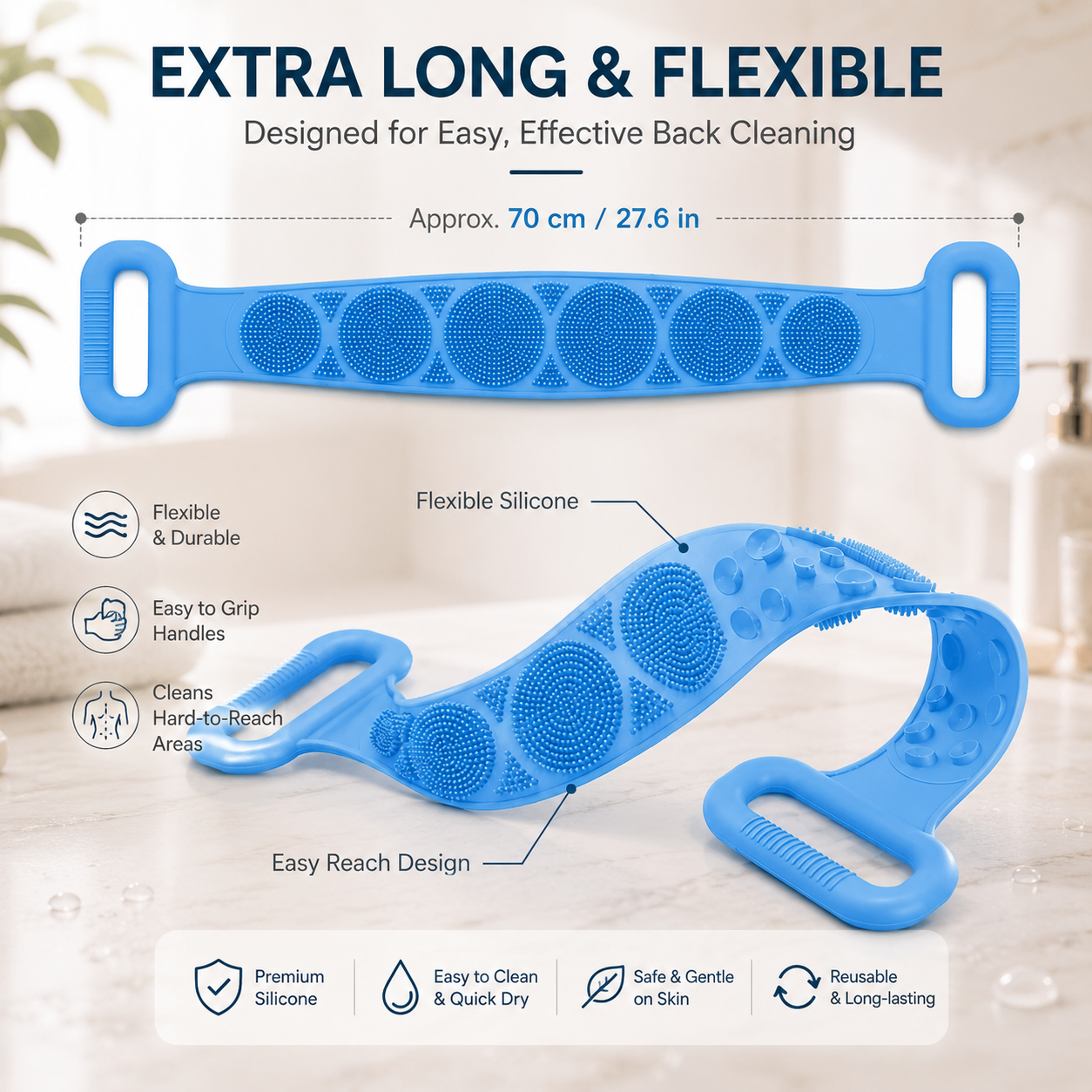 🚫 Stop Struggling to Reach Your Back! Anti-Acne Double-Sided Silicone Scrubbers (🔥Buy 1 Get 1 FREE)
