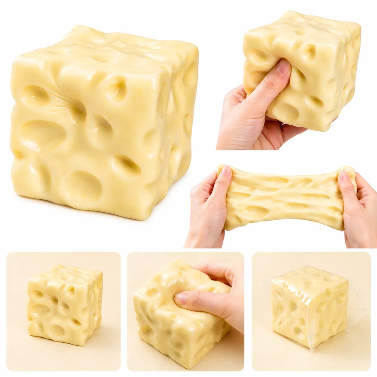 Cheese Squeeze Toy 2 Styles Slow Rebound High Toughness Stress Relief Fidget Toy for Adults Party Favors Soft Sensory Toy Portable Relaxation Gift Cute Cheese Shape Pinch Toy