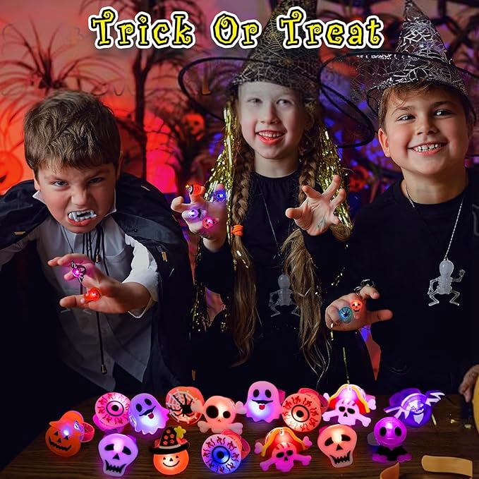 🔥🎃Spooky Season Hot Sale 49% OFF‼️✨LED Light Halloween Glowing Ring 💍|✨Best Candy Alternative! 👻