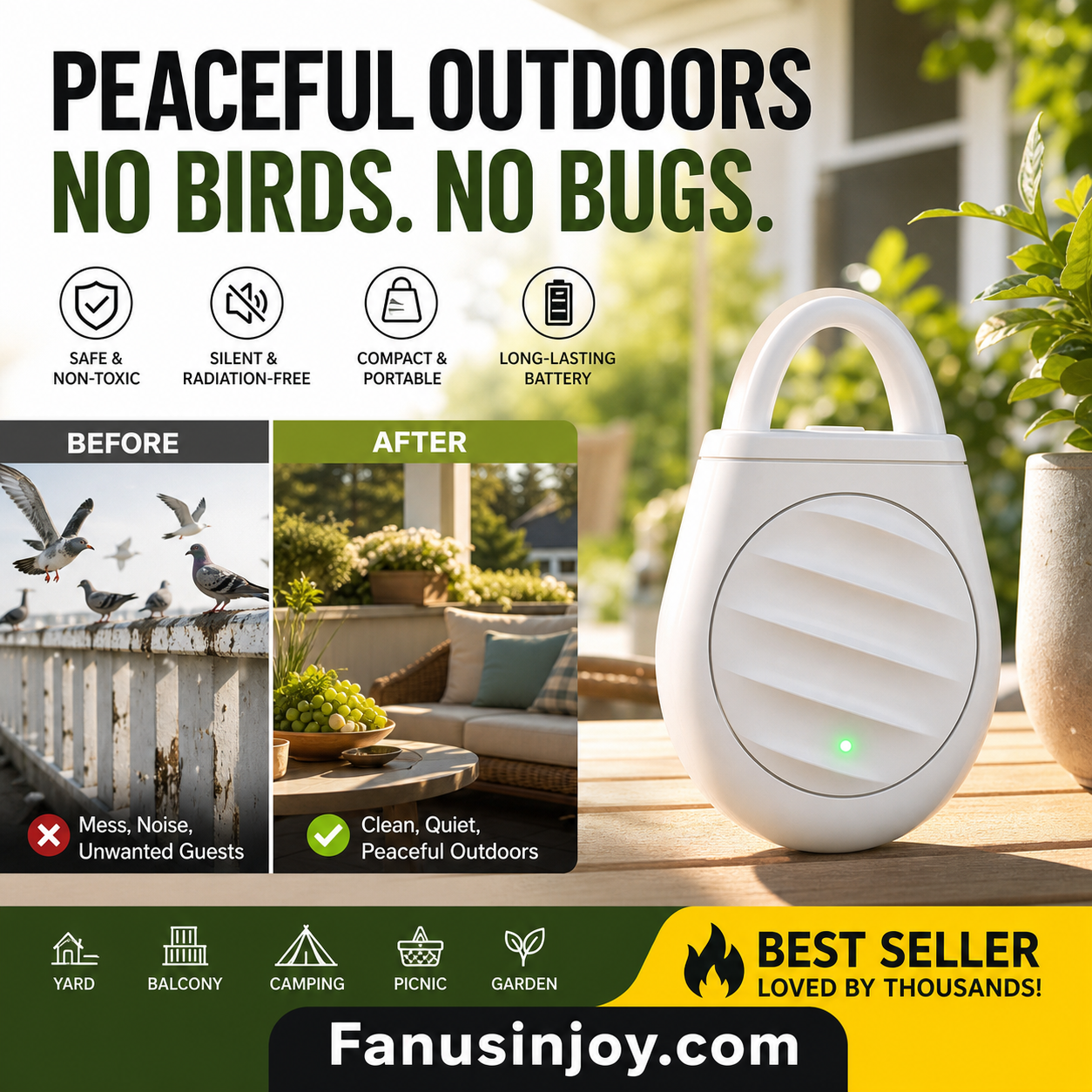 🐦 No More Trouble from Birds & Pests! 🍃✨ Pocket-Sized Ultrasonic Repeller Keychain!