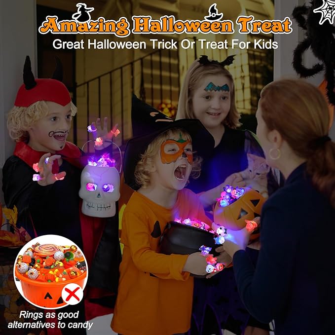 🔥🎃Spooky Season Hot Sale 49% OFF‼️✨LED Light Halloween Glowing Ring 💍|✨Best Candy Alternative! 👻